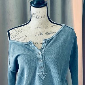 Rare!- Grey Thermal Free People We The Free Back to Basics Henley